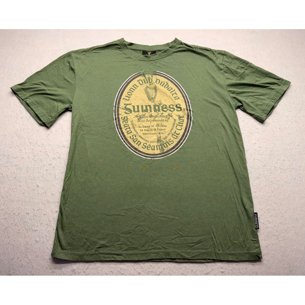 Guinness Mens XXL T-Shirt Olive Green Vintage Label Fits Men's Medium (21"x27")